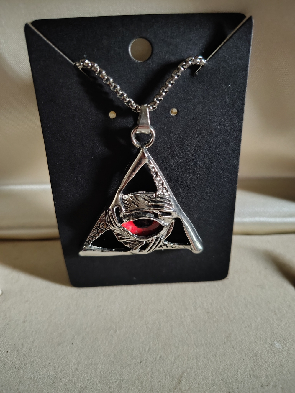 🧿📿 NewGothic Eye of Providence Triangle Pendant Necklace - 27" Chain 🧿📿